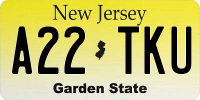 NJ license plate A22TKU