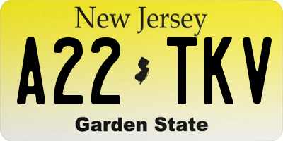 NJ license plate A22TKV