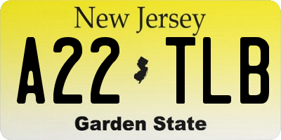 NJ license plate A22TLB