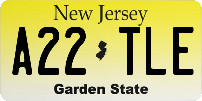 NJ license plate A22TLE