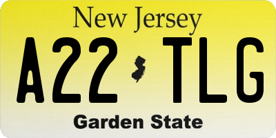 NJ license plate A22TLG