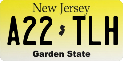 NJ license plate A22TLH