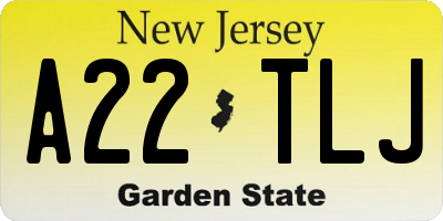NJ license plate A22TLJ