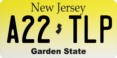 NJ license plate A22TLP