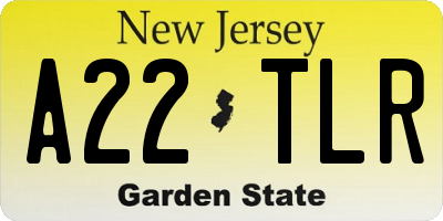 NJ license plate A22TLR