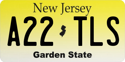 NJ license plate A22TLS