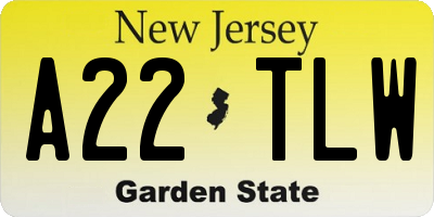 NJ license plate A22TLW