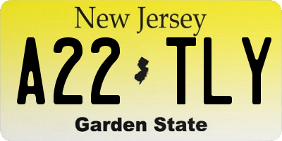 NJ license plate A22TLY