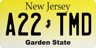 NJ license plate A22TMD