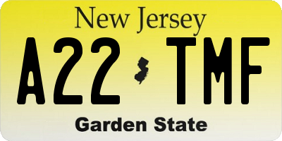 NJ license plate A22TMF
