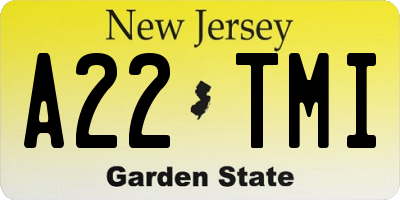NJ license plate A22TMI