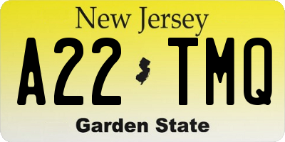 NJ license plate A22TMQ