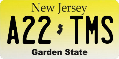NJ license plate A22TMS