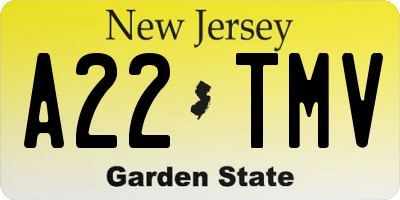 NJ license plate A22TMV