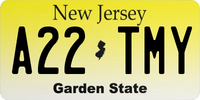 NJ license plate A22TMY