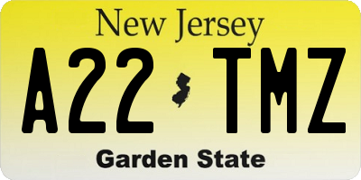 NJ license plate A22TMZ
