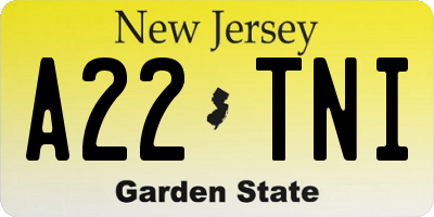 NJ license plate A22TNI