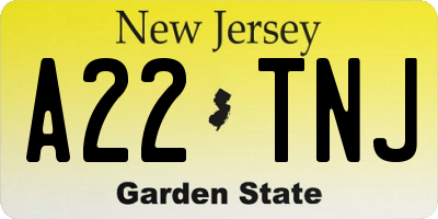 NJ license plate A22TNJ