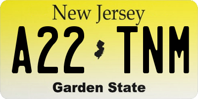 NJ license plate A22TNM