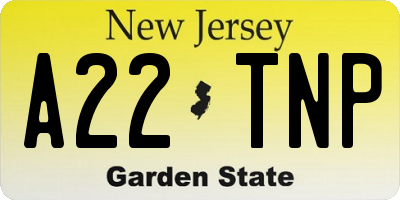 NJ license plate A22TNP