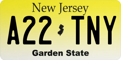 NJ license plate A22TNY