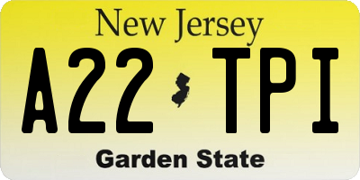 NJ license plate A22TPI