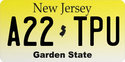 NJ license plate A22TPU