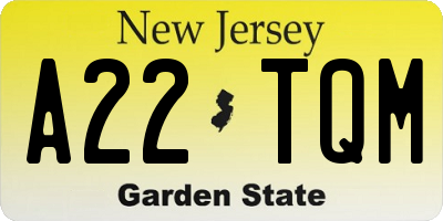 NJ license plate A22TQM