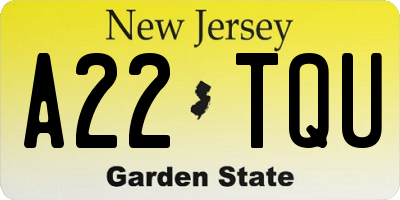 NJ license plate A22TQU
