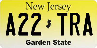 NJ license plate A22TRA