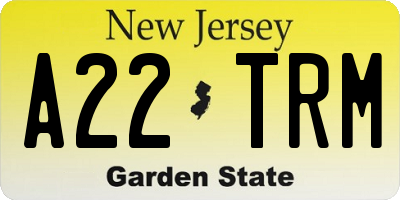 NJ license plate A22TRM