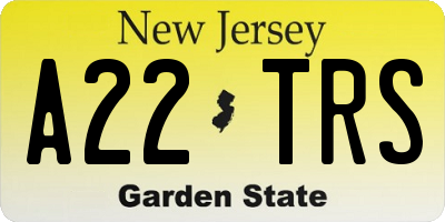 NJ license plate A22TRS