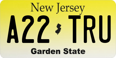 NJ license plate A22TRU