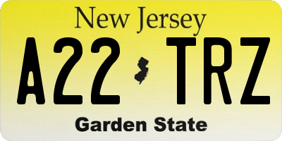 NJ license plate A22TRZ
