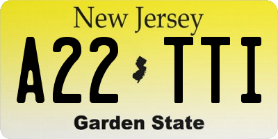 NJ license plate A22TTI