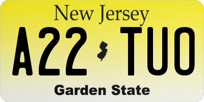 NJ license plate A22TUO