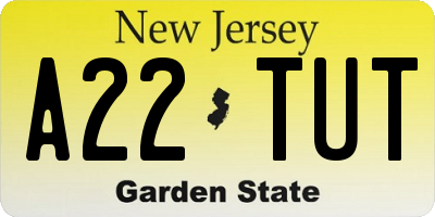 NJ license plate A22TUT