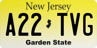 NJ license plate A22TVG
