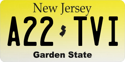 NJ license plate A22TVI