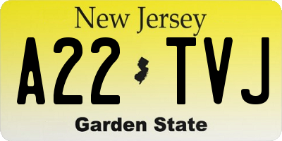 NJ license plate A22TVJ