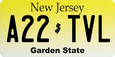 NJ license plate A22TVL