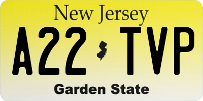 NJ license plate A22TVP