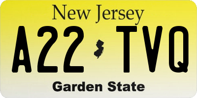 NJ license plate A22TVQ