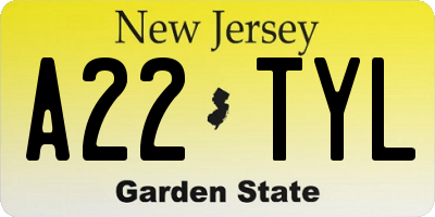 NJ license plate A22TYL