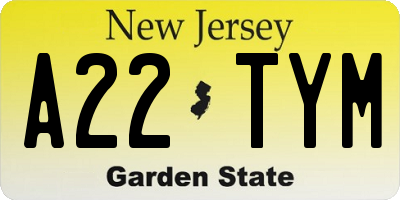 NJ license plate A22TYM