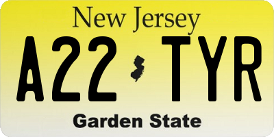 NJ license plate A22TYR