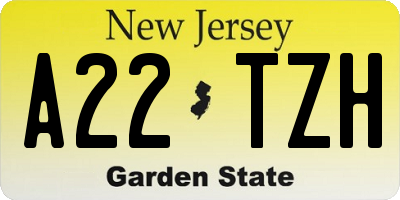 NJ license plate A22TZH