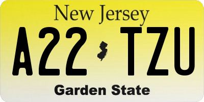 NJ license plate A22TZU