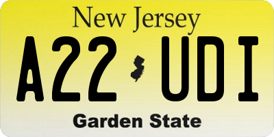 NJ license plate A22UDI