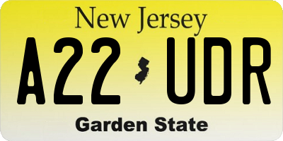 NJ license plate A22UDR